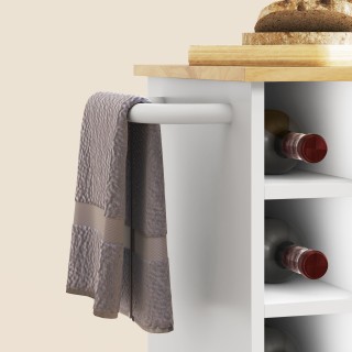 HOMCOM  Καρότσι Κουζίνας με Ρόδες, Ράφια, Ντουλάπι και Θήκη για Μπο...