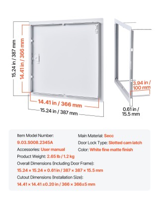 VEVOR Πόρτα Επίσκεψης Γυψοσανίδας 39x39 εκ. Γαλβανισμένο Ατσάλι Λευ... VEVOR Πόρτα Επίσκεψης Γυψοσανίδας 39x39 εκ. Γαλβανισμένο Ατσάλι Λευ...