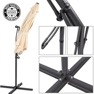 BAKAJI  Ομπρέλα Κήπου Εκρού Εκκεντρωμένη 3 x 3 μ. Βάση σε Σχήμα Στα...