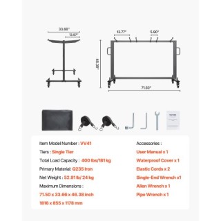 VEVOR Καρότσι Αποθήκευσης Καρεκλών & Τραπεζιών για 42 Καρέκλες ή 12...