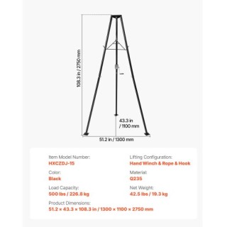 VEVOR Τρίποδος Ανυψωτήρας Θηραμάτων 500 lbs, με Βάση & Μηχανική Βίν... VEVOR Τρίποδος Ανυψωτήρας Θηραμάτων 500 lbs, με Βάση & Μηχανική Βίν...