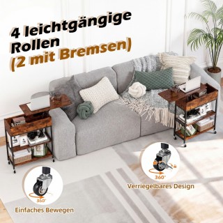 Costway Τροχήλατο Τραπεζάκι Σαλονιού με Ανασηκωμένη Επιφάνεια, Σταθ...