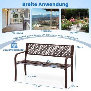 Costway Μεταλλικό Καναπεδάκι Κήπου Διπλό με Πλάτη και Μπράτσα 127 x...