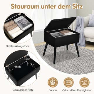 Costway Μαύρο Πολυθρόνα Μακιγιάζ με Αποθηκευτικό Χώρο JV10017DK