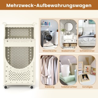 Costway Πτυσσόμενο καρότσι ρούχων με αποσπώμενους σάκους και σταθερ...