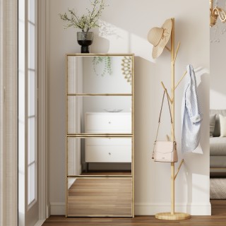 HOMCOM Ξύλινη Παπουτσοθήκη με Καθρέπτη και 4 Αντιολισθητικές Πόρτες...