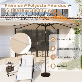 Costway Ομπρέλα Εξωτερικού Χώρου 303 εκ. Ρυθμιζόμενη Μπεζ NP12259BE