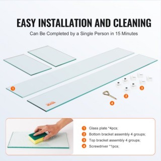 VEVOR Προστατευτικό Ανέμου για Τζάκι 38x10.5x6 εκ. από Σκληρυμένο Γ...