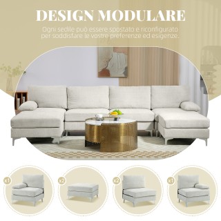 HOMCOM Καναπές Σύνθετος 4 Τεμαχίων με Υποπόδιο και Μαξιλάρια από Ύφ... HOMCOM Καναπές Σύνθετος 4 Τεμαχίων με Υποπόδιο και Μαξιλάρια από Ύφ...