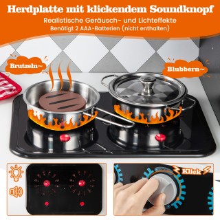 Costway Ξύλινη Παιδική Κουζίνα με Παγωτομηχανή, Εστία Μαγειρέματος,...