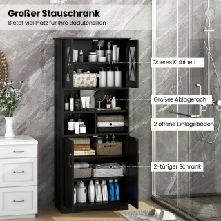 Costway Ντουλάπι Μπάνιου Μαύρο με Ρυθμιζόμενα Ράφια και Κλείσιμο Ασ... Costway Ντουλάπι Μπάνιου Μαύρο με Ρυθμιζόμενα Ράφια και Κλείσιμο Ασ...