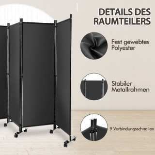 Μεταλλικό Διαχωριστικό Χώρου με 4 Πάνελ Χρώματος Γκρι COSTWAY JV107...