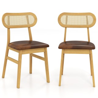 Costway Ξύλινες Καρέκλες Εσωτερικού Χώρου με Επενδεδυμένο Κάθισμα (...