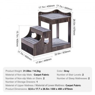 VEVOR Κρεβάτι Κατοικιδίων με Σκάλες & Αποθήκευση για Σκύλους/Γάτες... VEVOR Κρεβάτι Κατοικιδίων με Σκάλες & Αποθήκευση για Σκύλους/Γάτες...
