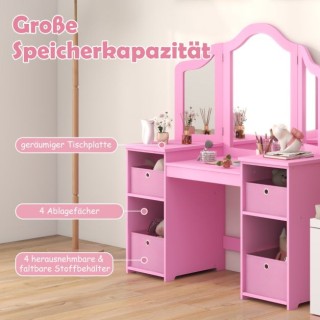 Παιδικό μπουντουάρ 2 σε 1 με αφαιρούμενο καθρέφτη & κουτιά αποθήκευ...