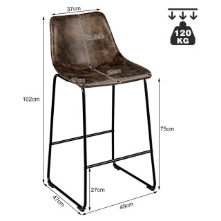 Costway Σετ 2 μπαρ σκαμπό από ξύλο με πλάτη, σκαμπό μπαρ με μεταλλι...