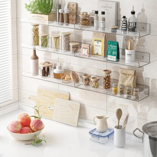 BAKAJI  6 x Διάφανα Ακρυλικά Ράφια Τοίχου Οργανωτές 38x10x5 εκ. 028...