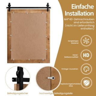 Καθρέπτης τοίχου 76,5 x 56 ιντσών με ξύλινο πλαίσιο Χρώματος Καφέ C... Καθρέπτης τοίχου 76,5 x 56 ιντσών με ξύλινο πλαίσιο Χρώματος Καφέ C...