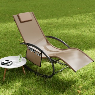 BAKAJI Καρέκλα Κήπου Κουνιστή Βαρύτητας Μηδέν Ξαπλώστρα Ύφασμα Καφέ...