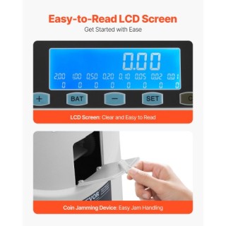 VEVOR Μετρητής Κερμάτων EURO με Μεγάλη Οθόνη LCD και 5 Σωλήνες Κερμ... VEVOR Μετρητής Κερμάτων EURO με Μεγάλη Οθόνη LCD και 5 Σωλήνες Κερμ...