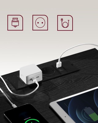 VASAGLE Κομοδίνο 40x35x59cm με Ενσωματωμένη Πρίζα και USB Θύρες LET...