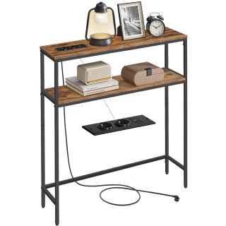 VASAGLE Κονσόλα με 2 ράφια και σταθμό φόρτισης, 20x80x80 εκ., vinta...