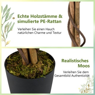 Costway Σετ 2 Τεχνητά Δέντρα Κερασιάς με Ροζ Άνθη 150 εκ. σε Γλάστρ...