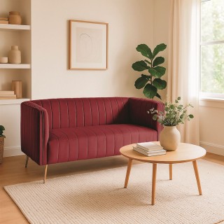 Galileo Διθέσιος καναπές μπορντό Sibilla 126x75x82 cm σε ξύλο με κά...