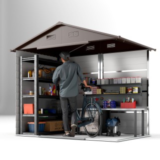 Outsunny Μεταλλική Αποθήκη Κήπου, 236x196x208 εκ, Καφέ 845-179V02BN