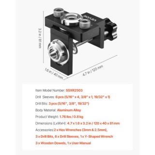 VEVOR Σετ Οδηγού Πείρου με Αυτοκεντρούμενη Συσκευή Διάτρησης Ξυλουρ...
