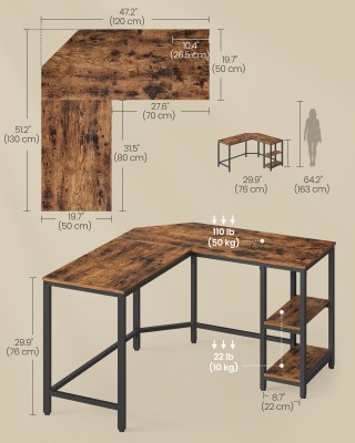 VASAGLE Γραφείο Υπολογιστή Γωνιακό L-Σχήμα με Ράφια Αποθήκευσης, Ρο... VASAGLE Γραφείο Υπολογιστή Γωνιακό L-Σχήμα με Ράφια Αποθήκευσης, Ρο...