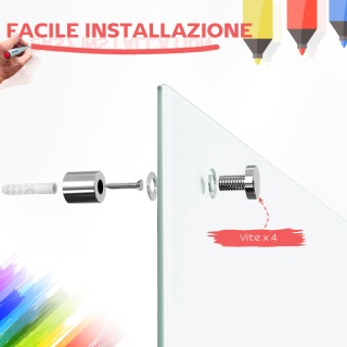 Vinsetto Λευκός Πίνακας από Γυαλί και Αλουμίνιο με 4 Χρωματιστούς Μ...