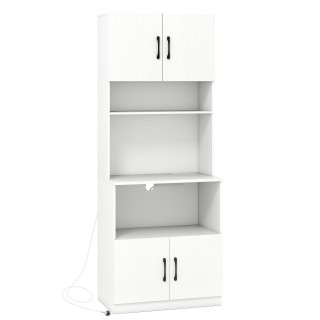 Costway  Λευκή Κουζίνα Vitrine με 4 Πόρτες και Ενσωματωμένες Πρίζες...