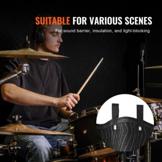 VEVOR  Κουβέρτα Ηχομόνωσης με Θηλιές, 96 x 80, Μαύρη DCBYT96X80INMZ...