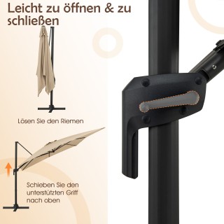 Costway Μεγάλη Μπεζ Τέντα Κήπου 300x300 cm - Ρυθμιζόμενη & Περιστρε...