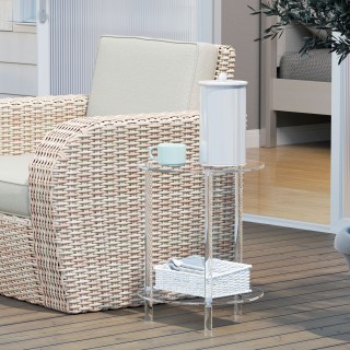 HOMCOM Στρογγυλό Χαμηλό Τραπέζι με 2 Επίπεδα από Ακρυλικό για Εσωτ... HOMCOM Στρογγυλό Χαμηλό Τραπέζι με 2 Επίπεδα από Ακρυλικό για Εσωτ...