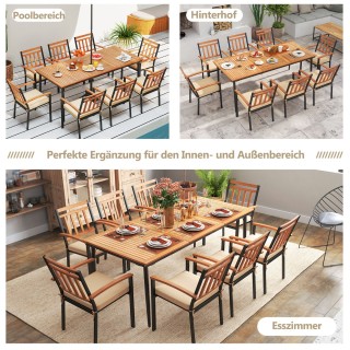 Costway Ορθογώνιο Τραπέζι Κήπου από Ακακία για 8 Άτομα με Τρύπα Ομπ...