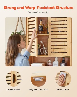 VEVOR Κρεμαστό Ντουλάπι Μπάνιου, 2 Πόρτες, Ρυθμιζόμενο Ράφι, Διαστά...