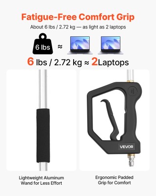 VEVOR Τηλεσκοπικό Κοντάρι Πλυστικού Ρεύματος 2.74 μ, 3 Τμήματα, 7 Α...