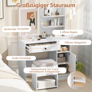 Costway Τουαλέτα Μπουντουάρ με Φωτισμό & Καθρέφτη & Σκαμπό HU10763D...