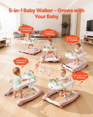 VEVOR Ρυθμιζόμενος Βρεφικός Περιπατητής 5-σε-1 με Δραστηριότητες κα...