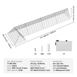 Σήραγγες Κοτόπουλων VEVOR για Αυλή, 157.5x39.4x24.2 ίντσες, Φορητές...