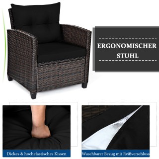 Costway  Σετ Καθιστικού 3 Τεμαχίων από Rattan για Εξωτερικούς Χώρου...