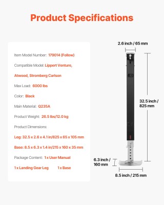 VEVOR Πόδι Προσγείωσης Τροχόσπιτου RV Lippert Venture 32.5 DWLQLJOE...