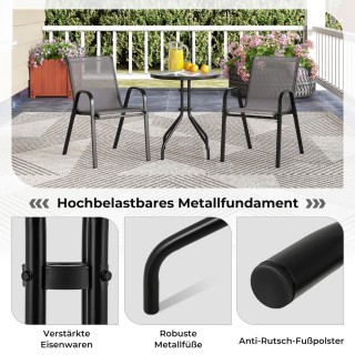 Costway Εξωτερικό Σετ Καθιστικού με Στρογγυλό Τραπέζι και 2 Στοιβαζ...