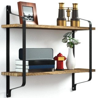 BAKAJI Μοντέρνος Σχεδιασμός Ραφιού Τοίχου με 2 Ράφια - Βιβλιοθήκη α...