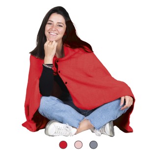 Galileo Πόντσο μονής μεγέθους από κοραλλένιο fleece με κουμπιά 85x1...