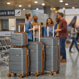 PROVITERA Σετ 4 Βαλίτσες Σκληρού Κελύφους από Πολυπροπυλένιο σε Γκρ...