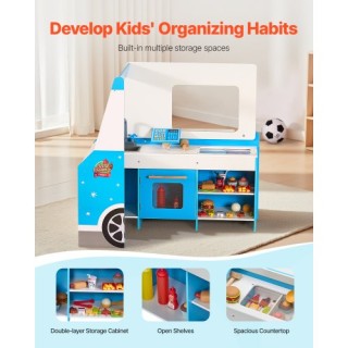 VEVOR Ξύλινο Παιχνίδι Παγωτατζίδικου Οχήματος για Παιδιά 3-7 Ετών D...