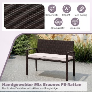 Costway Ανθεκτικός Πολυρατάν Πάγκος Κήπου με Μαξιλάρι, Χωρητικότητα...